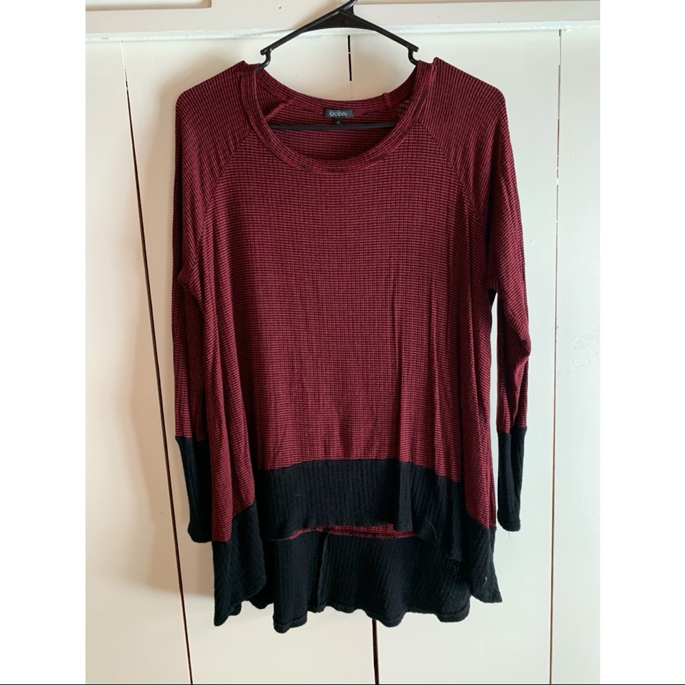 Black and red striped top